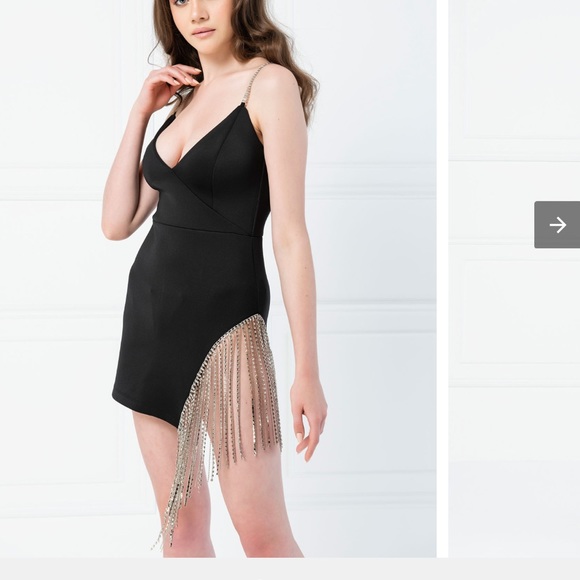 NWT KIKI RIKI Rhinestone /silver beaded fringe dress - Picture 2 of 8